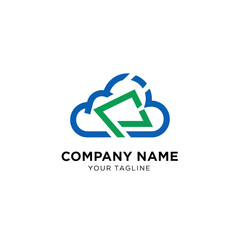 Cloud computing logo design representing data storage and technology solutions.