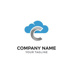 Obraz premium Cloud Computing Logo Design with Letter C.