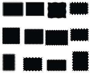 Wavy and Zigzag Frame Vector Set – Whimsical Scalloped Rectangle, Square, and Circle Frames, Doodle Hand-Drawn Jagged Borders, Colorful Abstract Text Boxes and Labels