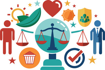 Trustworthy business values and principles creating a balanced and healthy work environment, showing integrity and positive teamwork for company success