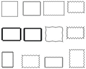 Wavy and Zigzag Frame Vector Set – Whimsical Scalloped Rectangle, Square, and Circle Frames, Doodle Hand-Drawn Jagged Borders, Colorful Abstract Text Boxes and Labels