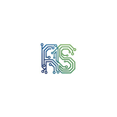 Digital Circuit Board Letters RS Logo Design.