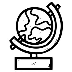 doodle globe illustration hand drawn outline vector