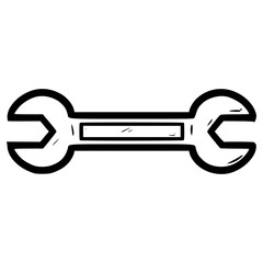 doodle double-ended wrench illustration hand drawn outline vector