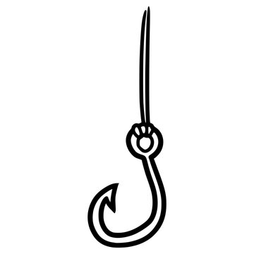 doodle fishing hook illustration hand drawn outline vector