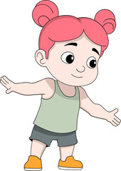 Cute Preschool Girl Stretching Before Workout