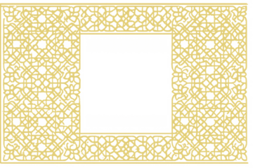 Gold filigree frame with an intricate, decorative pattern design, perfect as a border or embellishment. Transparent background