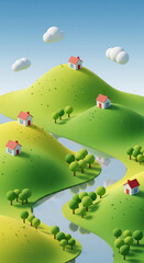 landscape with river and green grass