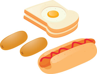illustration of a fast food set
