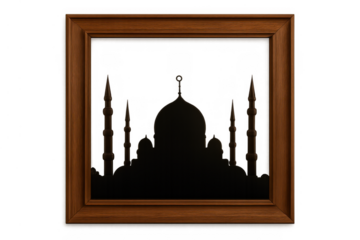 Mosque silhouette and frame with transparent background, muslim worship, eid, ramadan, islamic culture concept