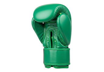 Bright green boxing glove isolated on black for combat sports and fitness training equipment