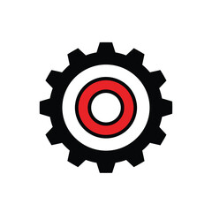Obraz premium Gear Icon Vector Illustration. Black and Red Settings Symbol.