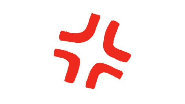 怒りやイライラの感情を表す怒りマークの手描きアイコン。落書きスタンプのループする4Kアニメーション