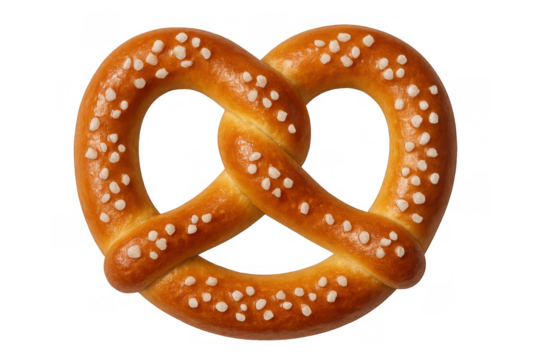Traditional german pretzel with salt, an iconic twisted baked snack, perfect for oktoberfest celebrations, transparent background