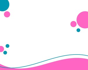 Abstract background featuring a combination of pink and teal circles and wavy lines.