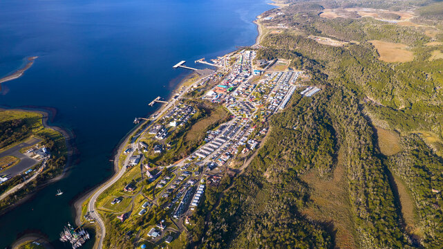 An aerial photograph of Puerto Williams in Chile