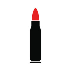 Bullet Icon Black and Red Rifle Cartridge Vector
