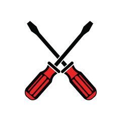 Screwdriver Icon Illustration of Two Crossed Flat Head Tools
