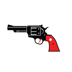 Revolver Icon Vector Illustration Black And Red Handgun Symbol