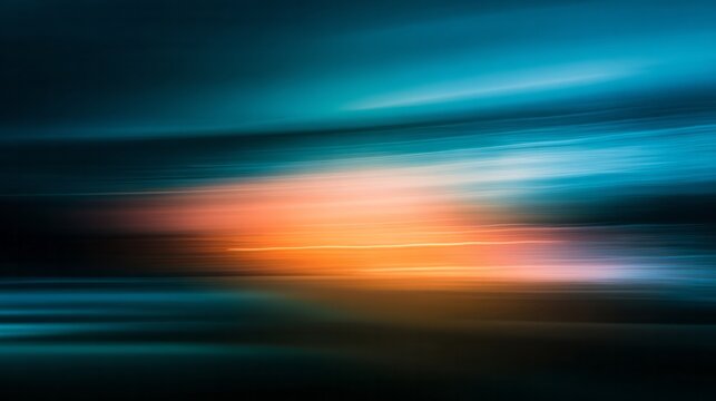 Abstract streaks of light form an energetic horizontal composition.