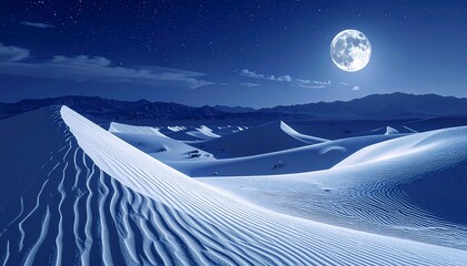 Full Moon over White Sands National Park at Night.