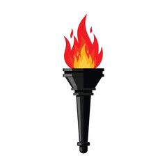 Burning Torch Flat Vector Illustration Isolated Icon