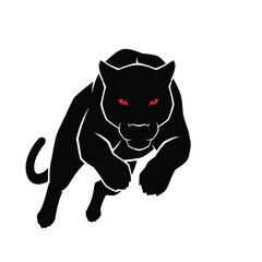 Black Panther Mascot Pouncing Illustration with Intense Red Eyes