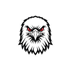 Eagle Head Mascot Illustration with Aggressive Red Eyes on White Background