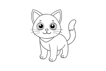 Cute cartoon cat for coloring book page