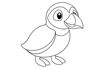 Illustration of a cute puffin for coloring book