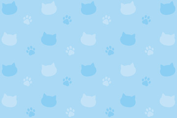 猫柄の背景イラスト（ブルー）