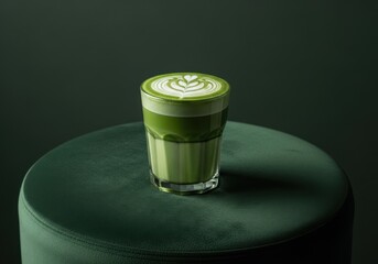 Matcha Latte on Green Velvet