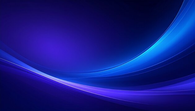 Dark Indigo Blue Abstract Wavy Background with Neon Light