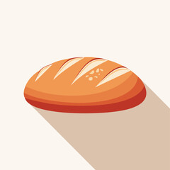 Round Bread Loaf Flat Vector Illustration