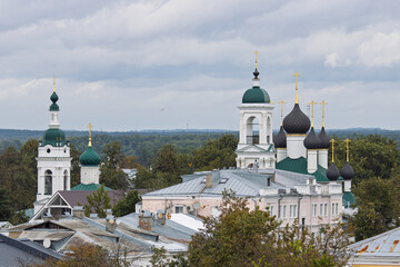 Yaroslavl, Yaroslavl Oblast, Russia. Summer cityscape. View of the bell towers and domes of...