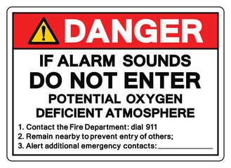 Danger If Alarm Sounds Do not enter Symbol Sign ,Vector Illustration, Isolate On White Background Label.EPS10