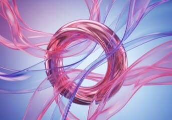 Naklejka premium Abstract Pink Ring and Ethereal Ribbons
