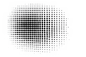 Black halftone dots creating abstract optical illusion pattern over transparent background