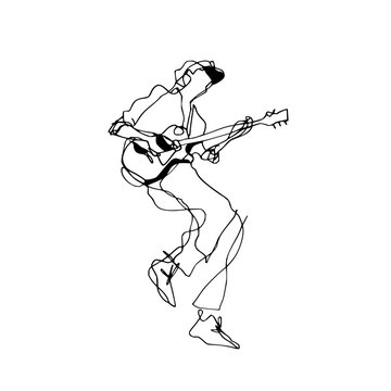 line art guitarist playing guitar clip art preview