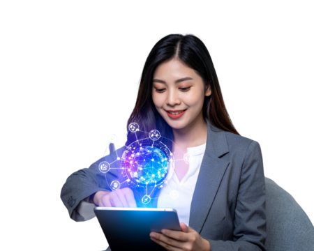 Firefly_Digital online marketing commerce sale concept. Woman using tablet payments online sh