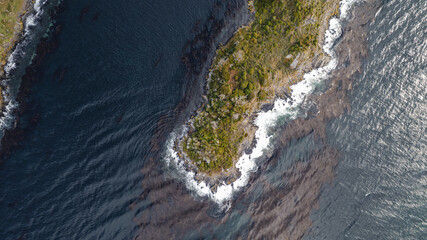An aerial image of a solitary island