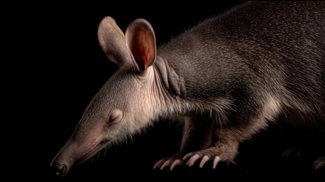 Unique Aardvark Profile in a Nocturnal Setting