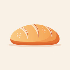 Fresh Bread Loaf Flat Vector Illustration