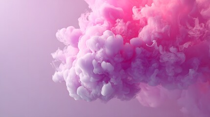 Obraz premium Vibrant pink and purple cloud of fluid substance expands in clear liquid medium