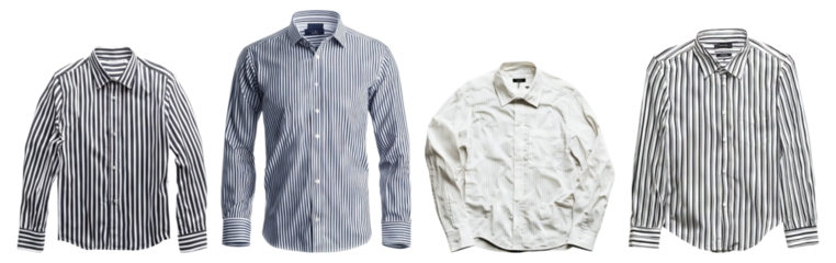 Collection of Stylish Striped Shirts for Fashion and Casual Wear, Isolated on Transparent Background