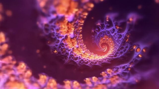 Abstract fractal spiral patterns with organic forms and vibrant color gradients