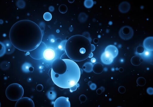 Abstract Blue Floating Spheres