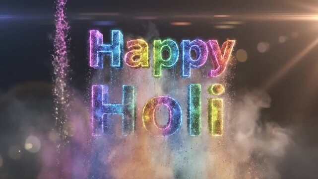 happy holi colorful powder explosion text