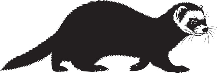 Black silhouette ferret walking wildlife animal silhouette pet ferret pet mammal cute ferret silhouette wildlife creature