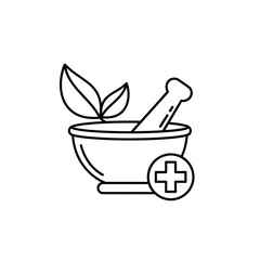Herbal Medicine Icon – Natural Healing and Ayurveda Therapy Vector Illustration